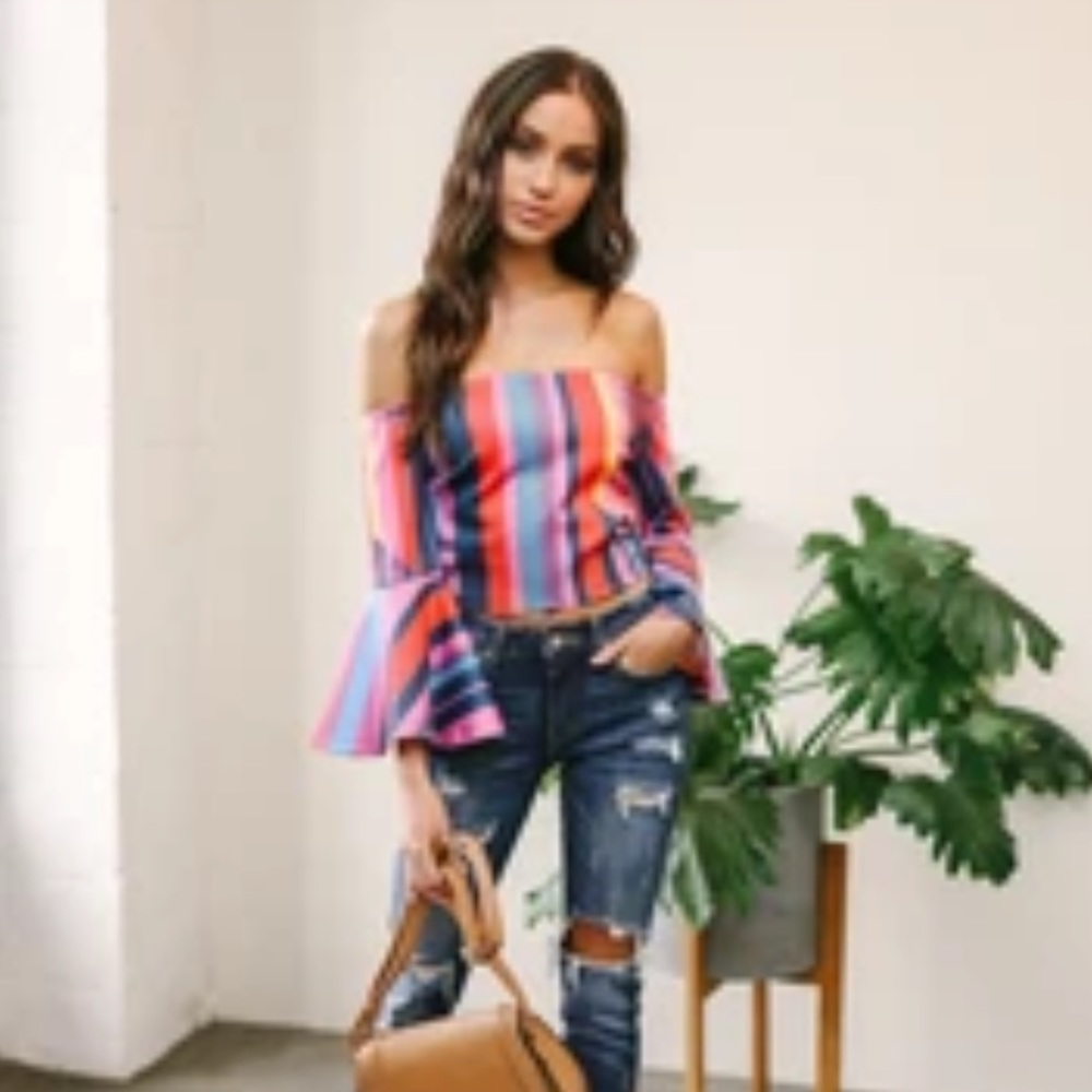 Multi Color Crop Top - Picture 2 of 4